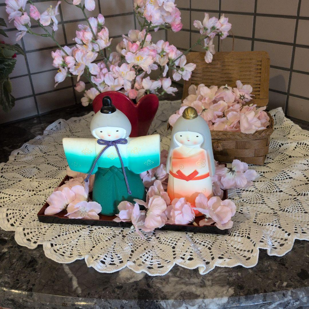 ひな祭り、桜と共に！！ メルカリで購入したもので、作成。
