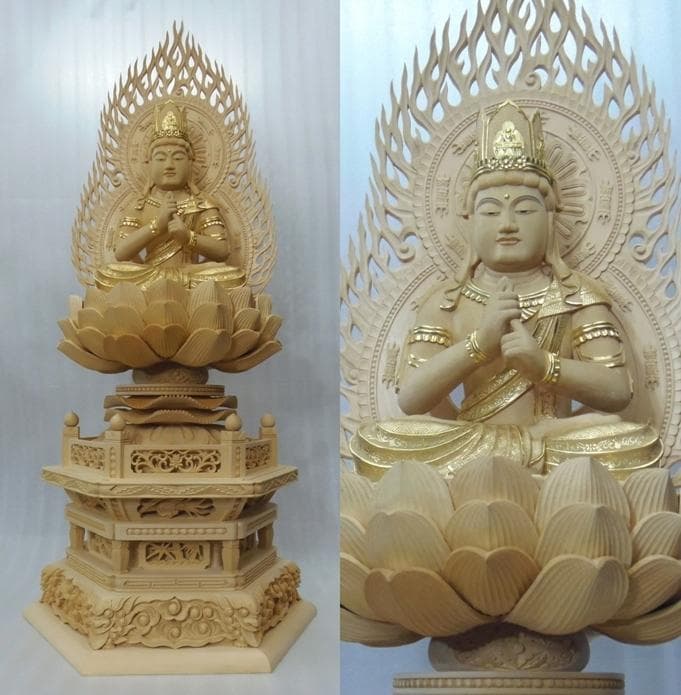 蔵出し特価★桧材 大日如来一尺 切金★真言宗本尊 総高さ：約118cm