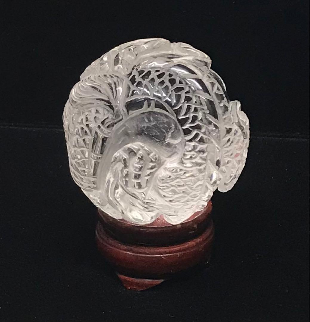 水晶丸玉手彫り龍　50mm