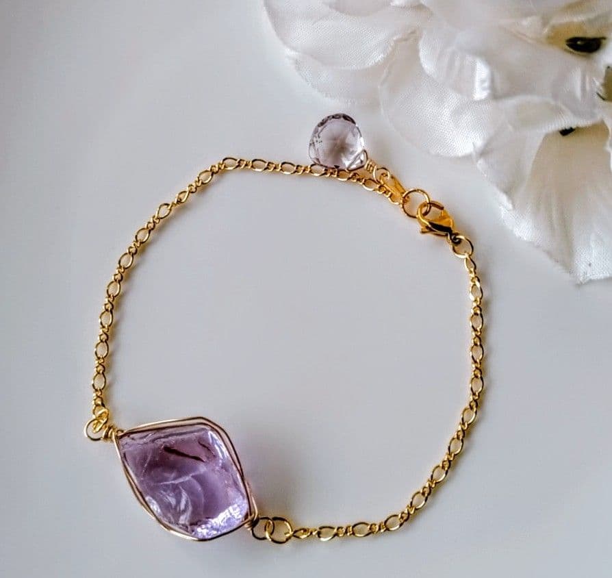 Kgf14 希少 アンダラ ルミネッセントパープル 原石 アメトリン ブレス