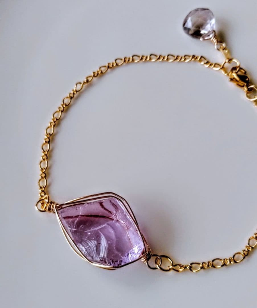 Kgf14 希少 アンダラ ルミネッセントパープル 原石 アメトリン ブレス