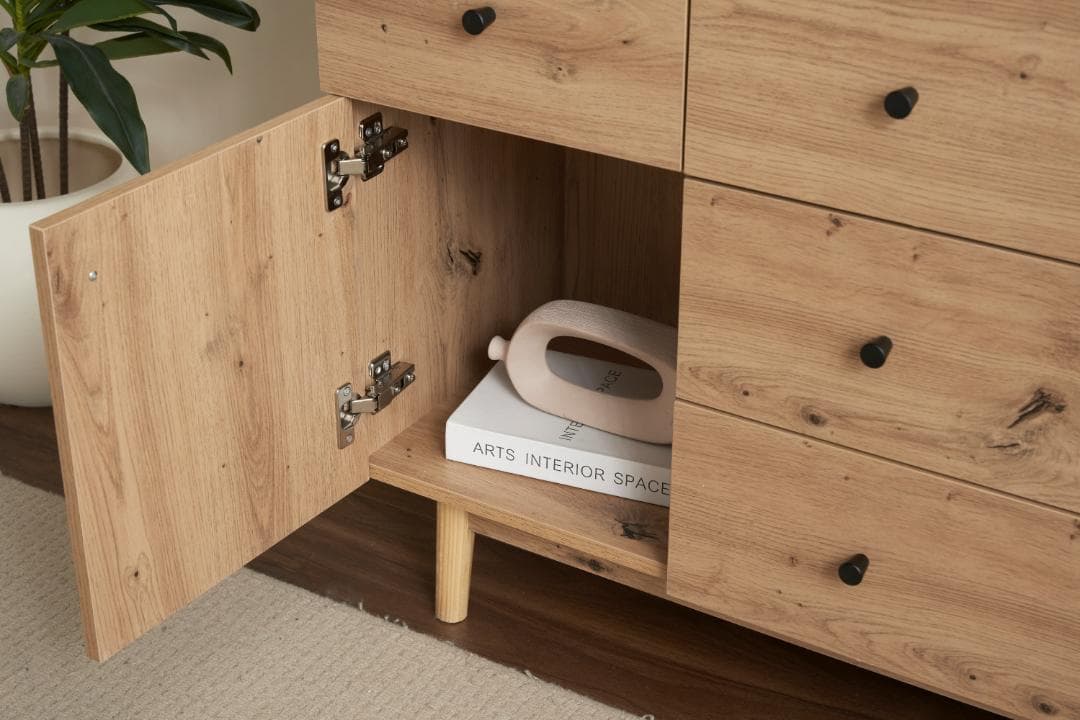 キャビネット サイドボード 引き出し5杯 収納棚 リビング収納　おしゃれ