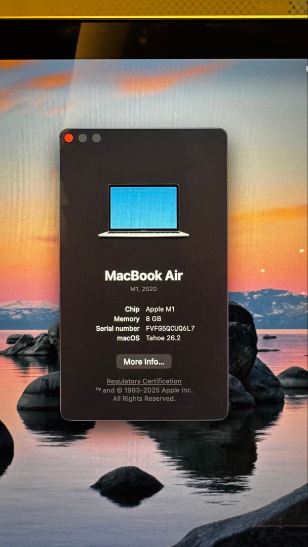 Macbook Air M1 2020 13インチ シルバー 8/256