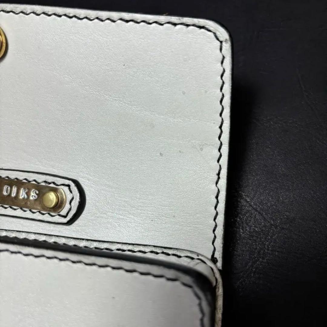 白の三つ折りシャグポーチ◎牛ヌメ革