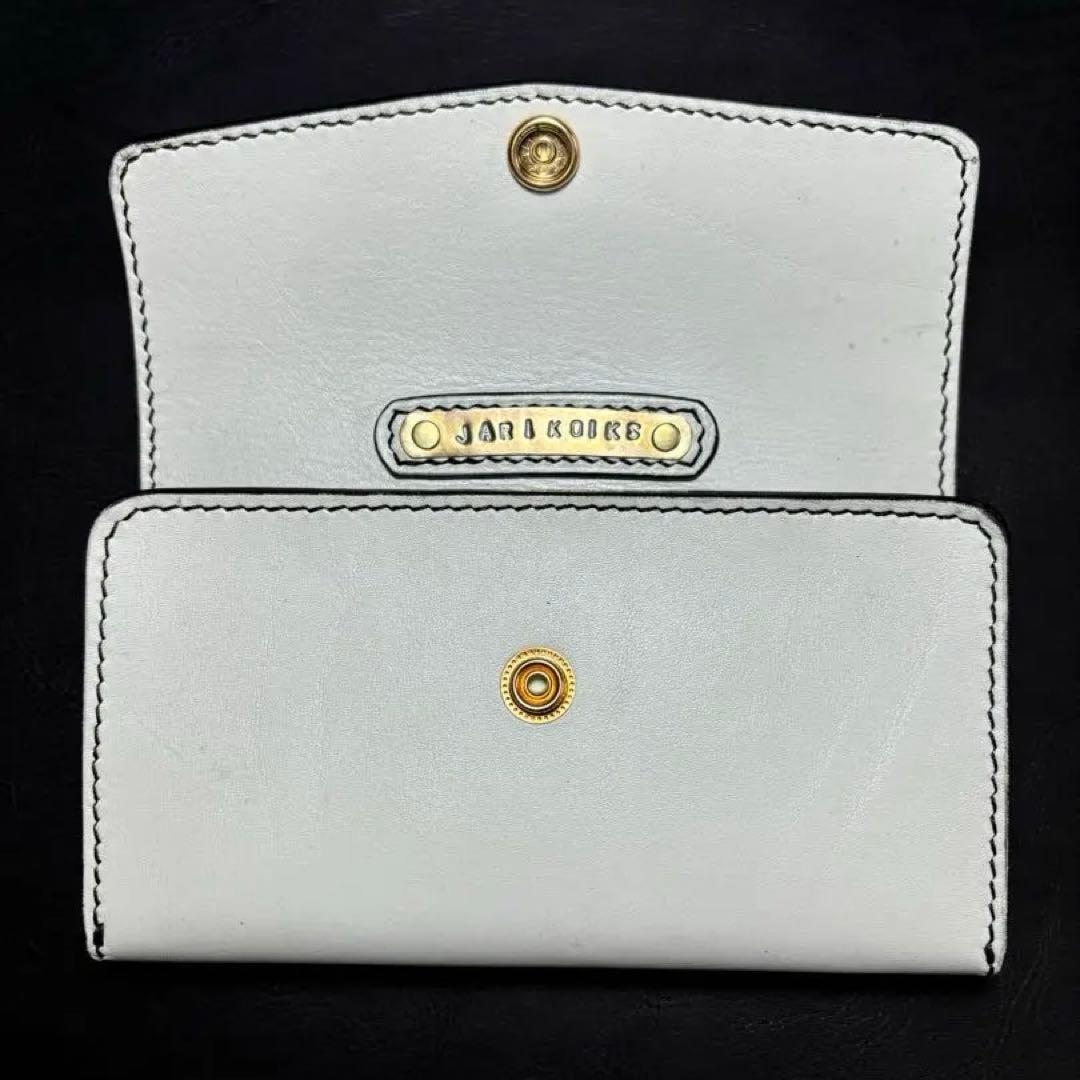 白の三つ折りシャグポーチ◎牛ヌメ革