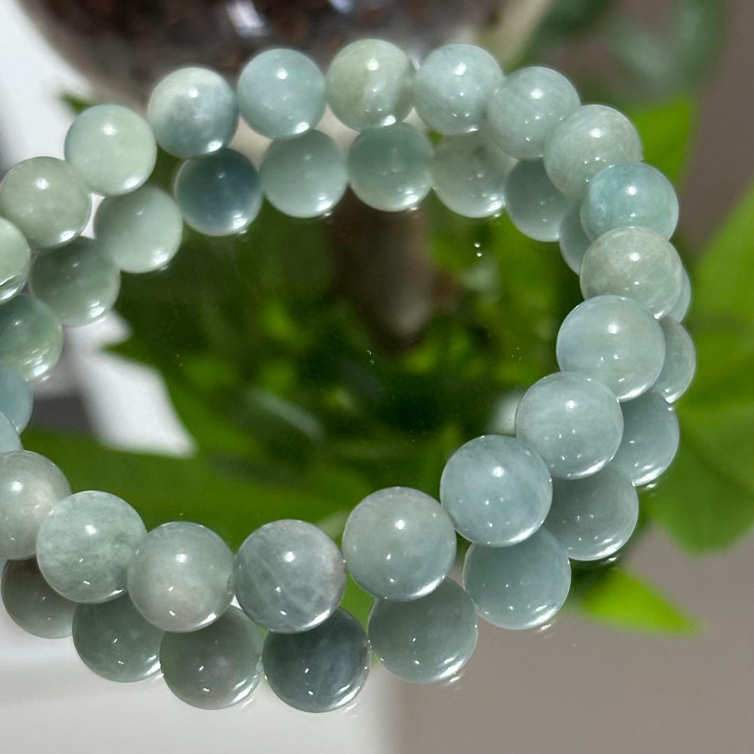 激レア 高品質 グリーン アクアマリン 8.5mm ブレスレット 天然石 癒し
