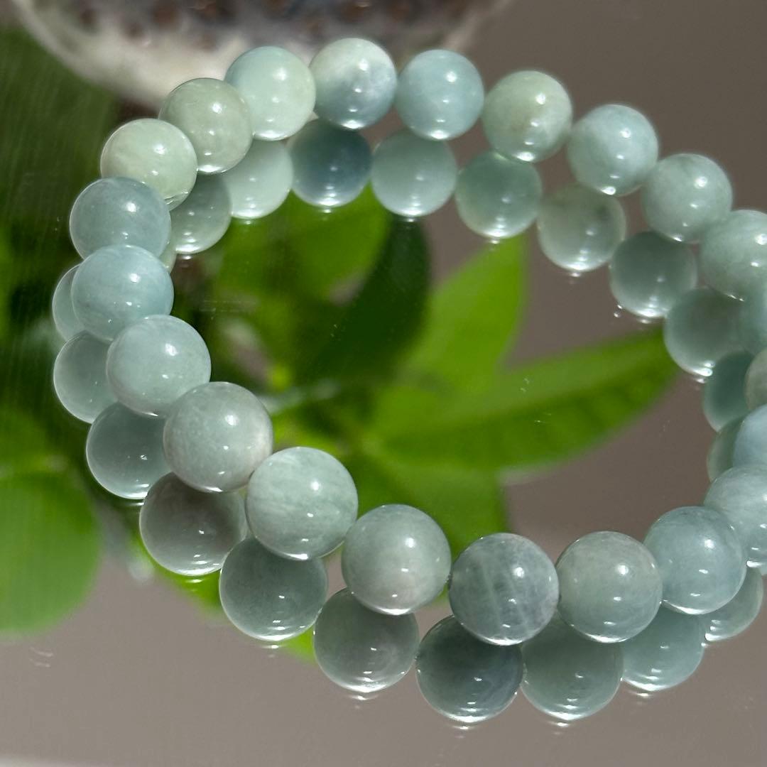 激レア 高品質 グリーン アクアマリン 8.5mm ブレスレット 天然石 癒し