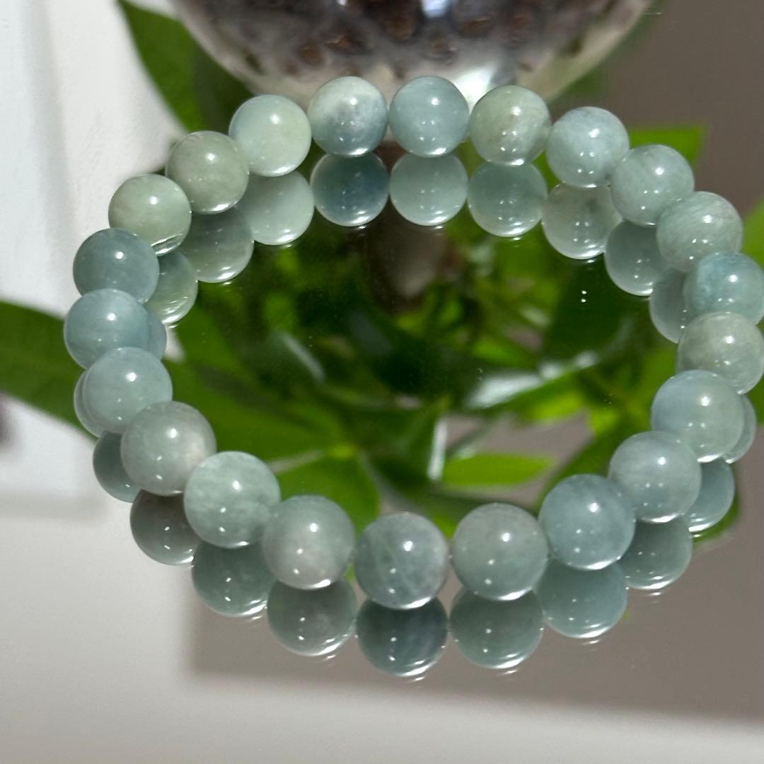 激レア 高品質 グリーン アクアマリン 8.5mm ブレスレット 天然石 癒し