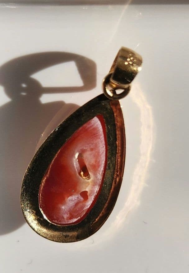 18k 18金 天然赤珊瑚4ct 涙滴型ペンダント