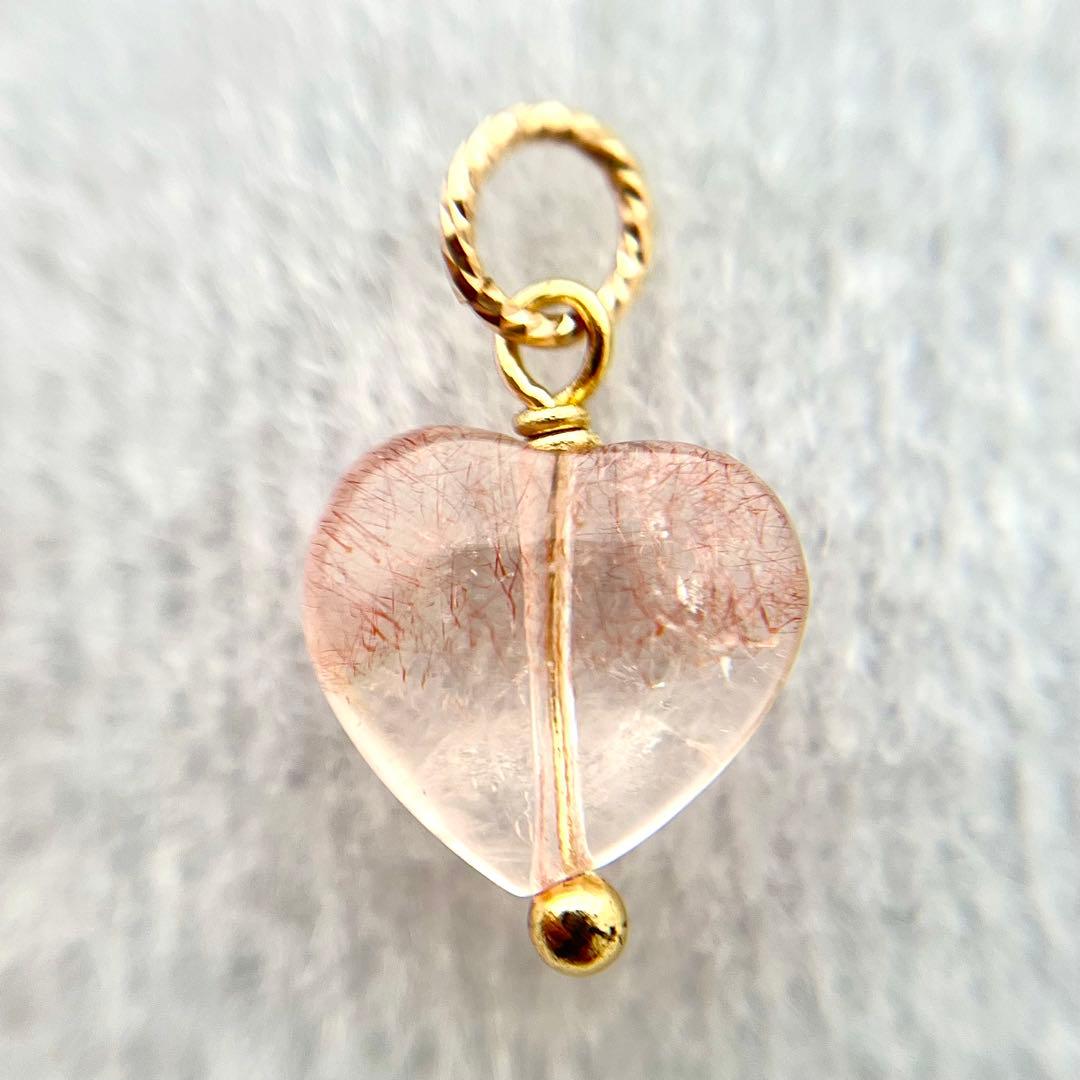 宝石質ストロベリークォーツ　カザフスタン産　チャーム　ネックレス　ペンダント　④