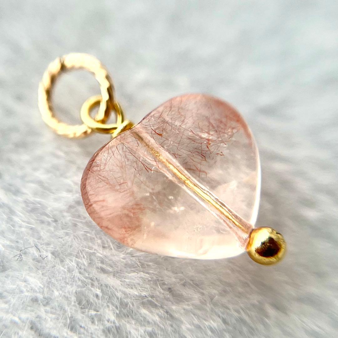 宝石質ストロベリークォーツ　カザフスタン産　チャーム　ネックレス　ペンダント　④