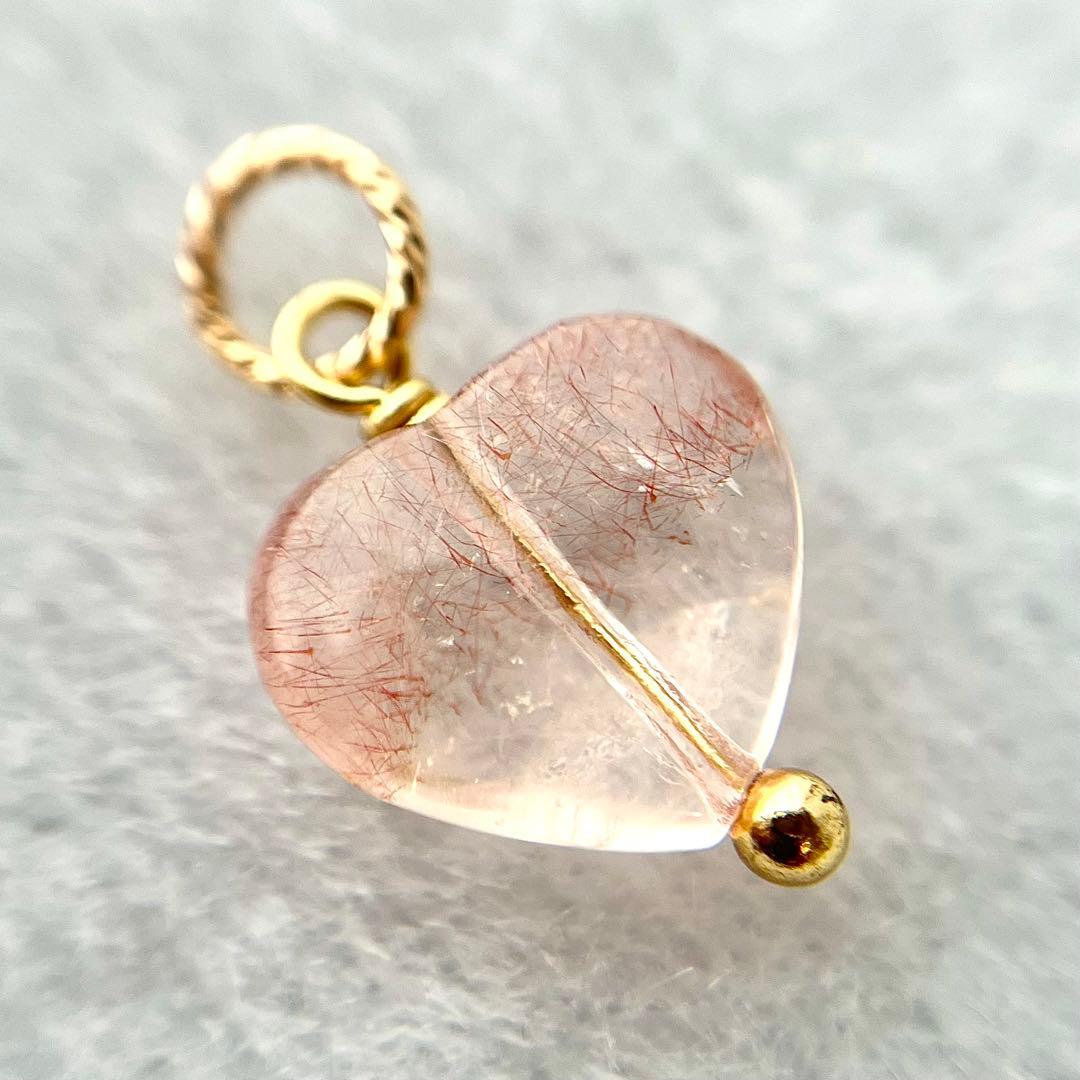 宝石質ストロベリークォーツ　カザフスタン産　チャーム　ネックレス　ペンダント　④