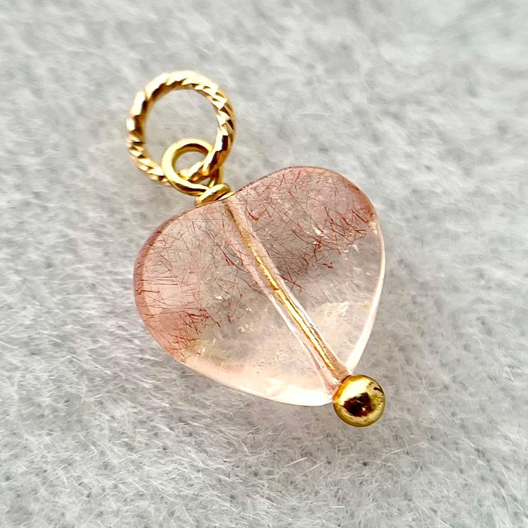 宝石質ストロベリークォーツ　カザフスタン産　チャーム　ネックレス　ペンダント　④