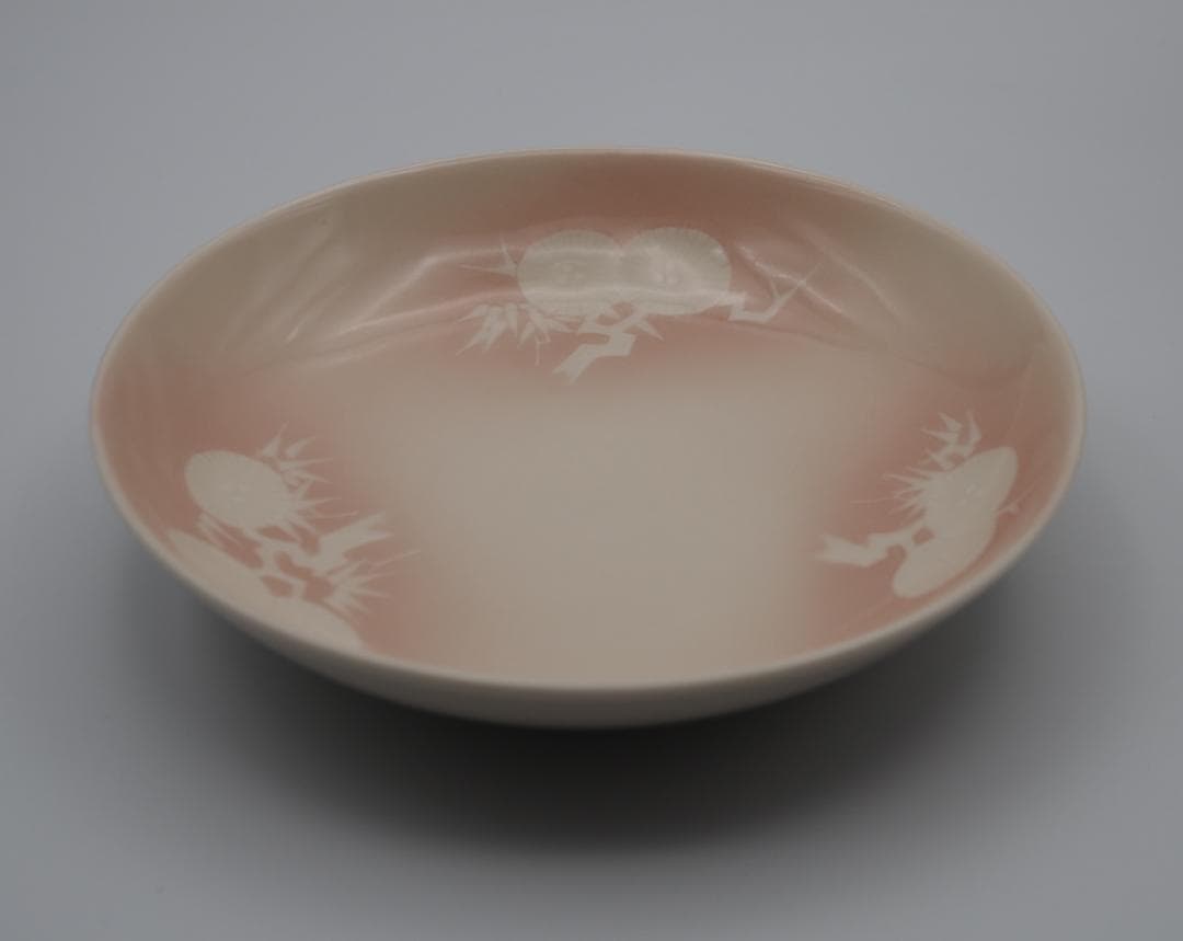 清風与平 瑍白磁 浮文釉下彩 皿 10枚 共箱