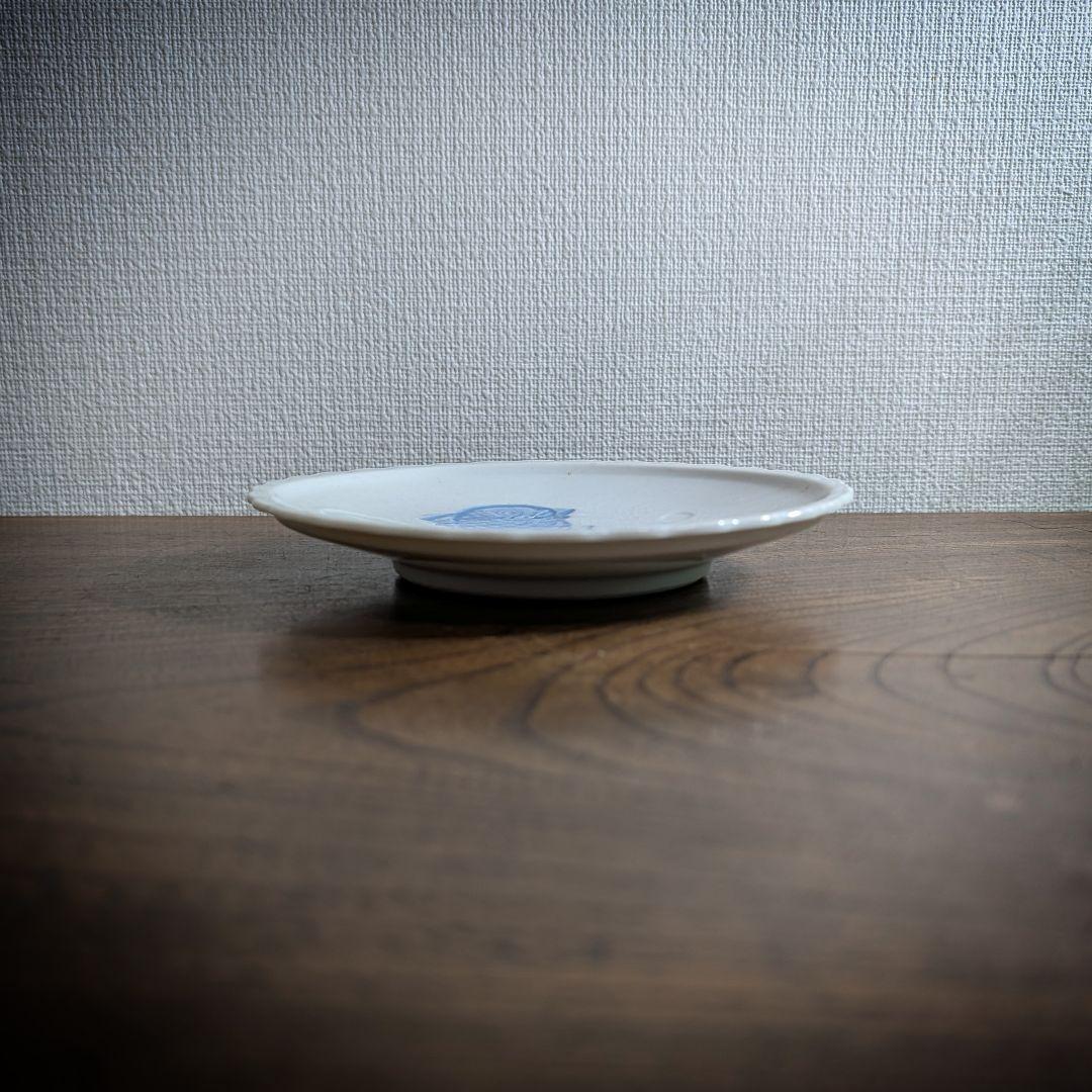 皿 鯛 型押し 染付 印判 統制陶器 希少 昭和 訳あり 縁チップ　欠け