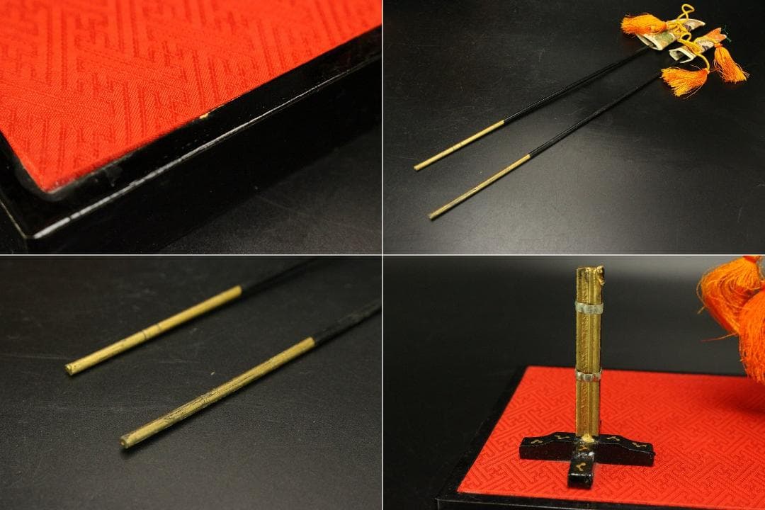 古い ミニチュア 雛道具 木製 蒔絵 牛車 駕籠 セット(ZE360)