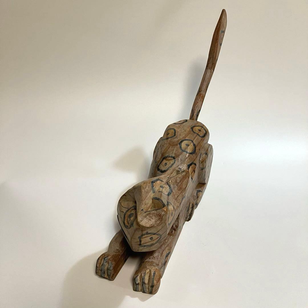 世界の民芸　古作　グアテマラ　ヤマネコ　猫　木彫り　木彫人形　メキシコ　オアハカ