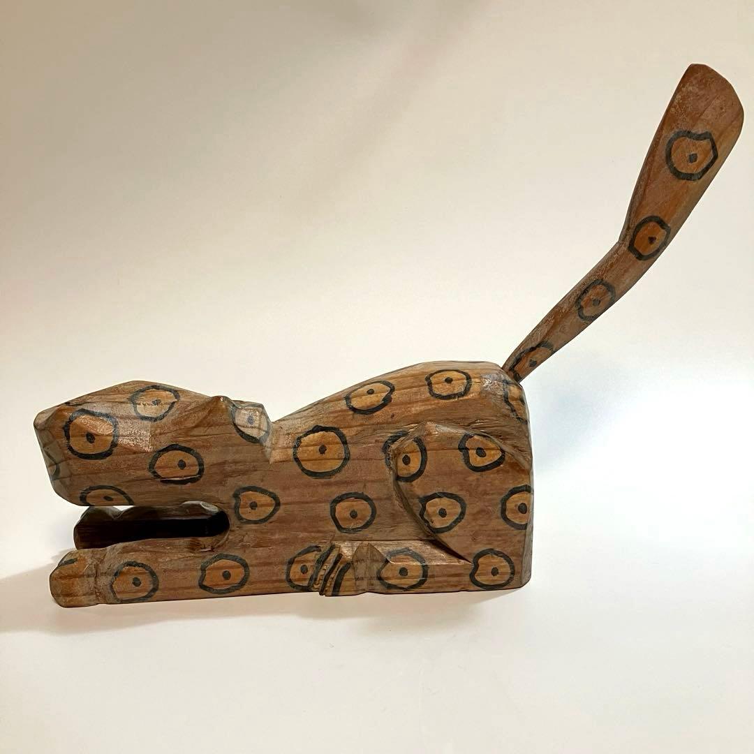 世界の民芸　古作　グアテマラ　ヤマネコ　猫　木彫り　木彫人形　メキシコ　オアハカ