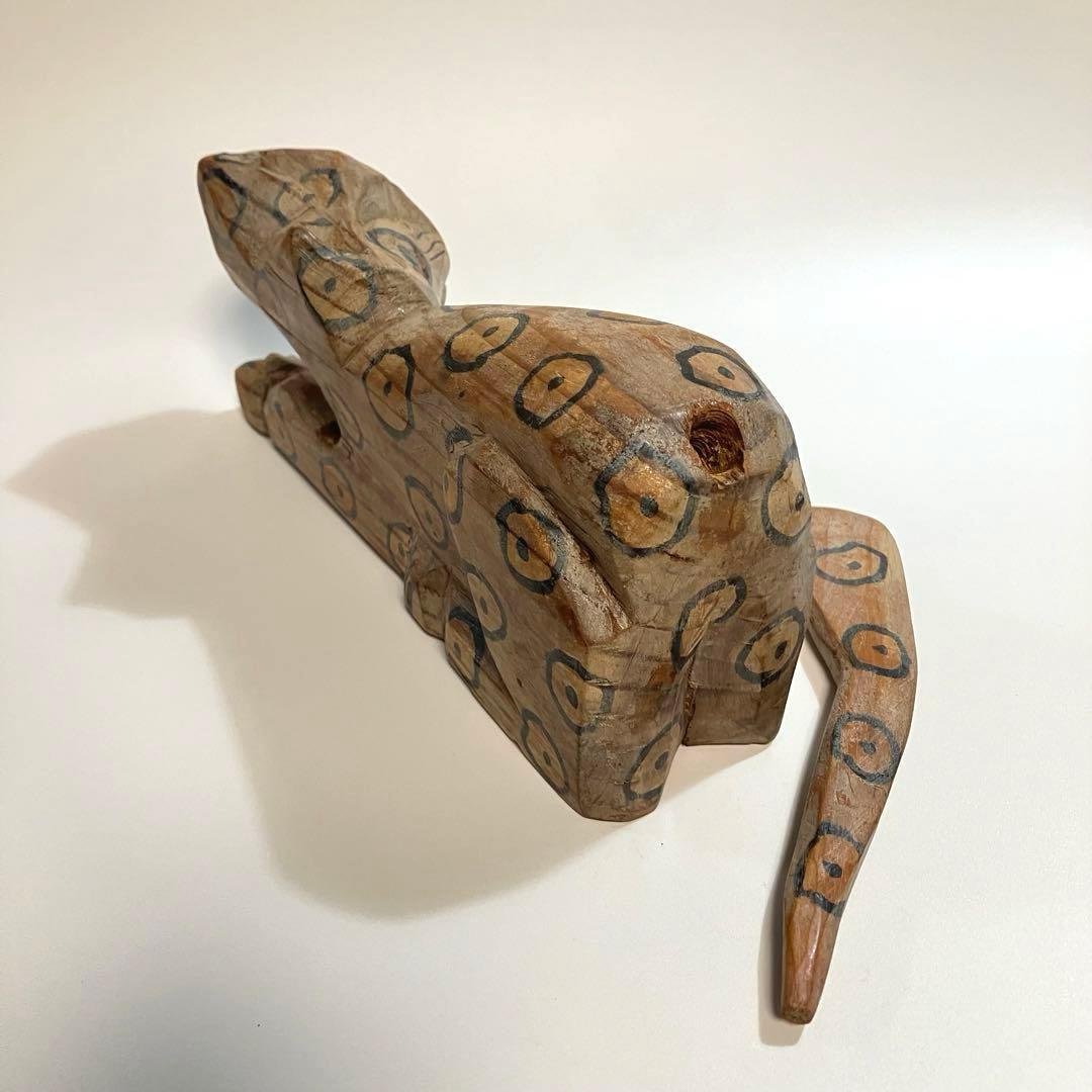 世界の民芸　古作　グアテマラ　ヤマネコ　猫　木彫り　木彫人形　メキシコ　オアハカ
