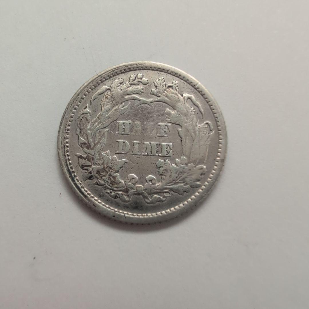 1856年発行 自由の女神座像 5セント銀貨　認定書付