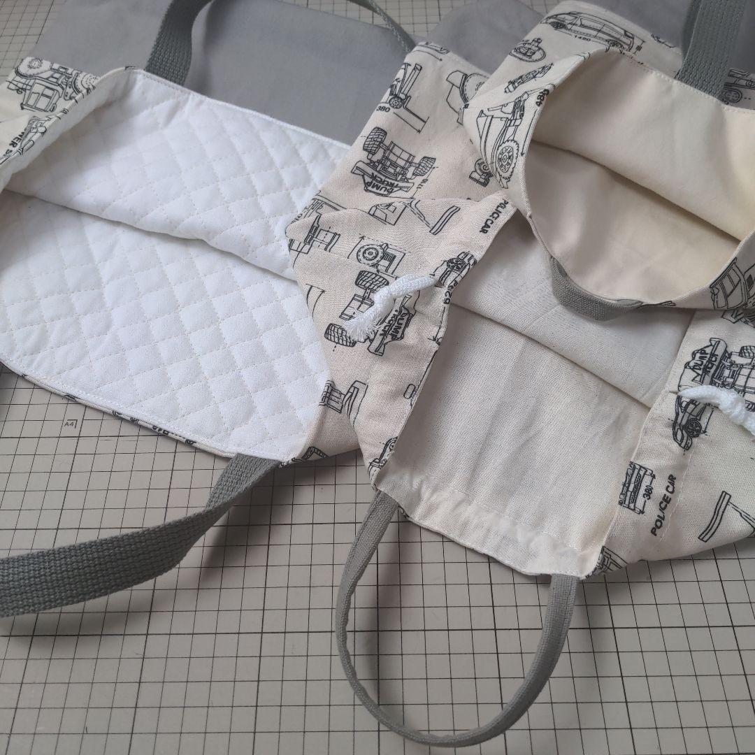 ju　入園入学グッズ　オーダー　ハンドメイド　車　設計図　トミカ　グレー