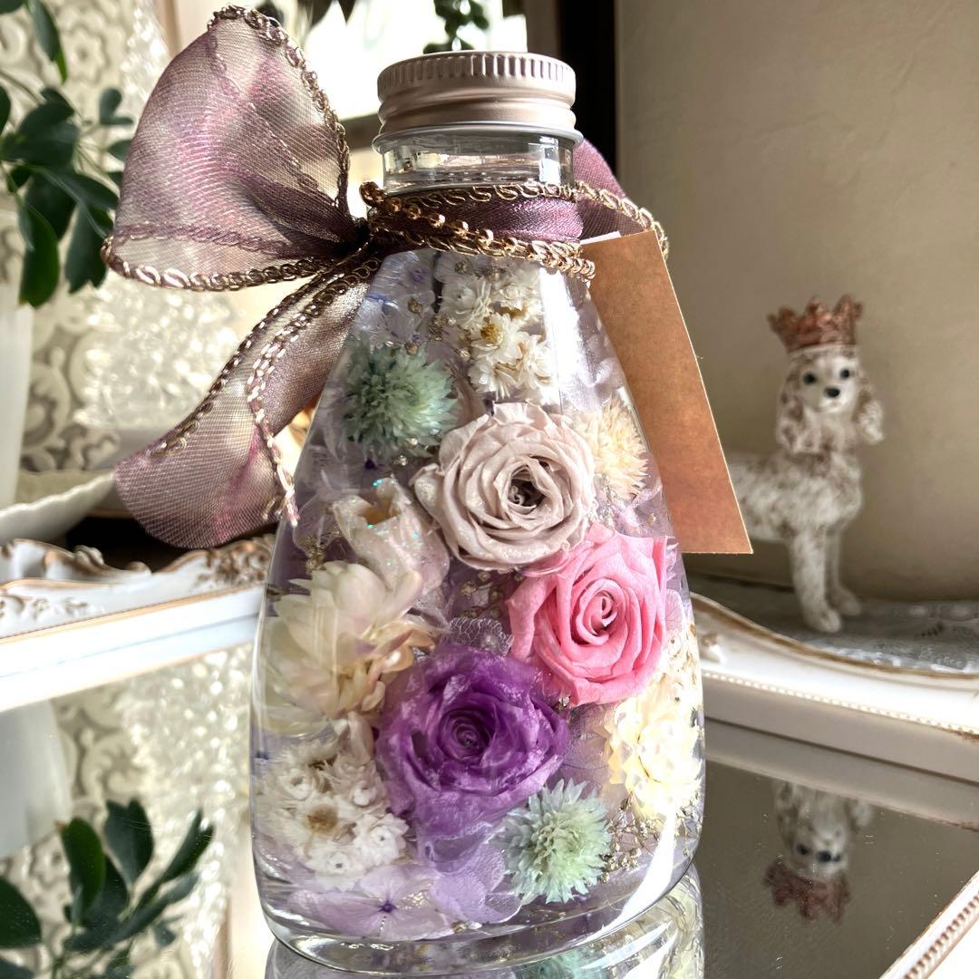 ◆ハーバリウム　356 3色のバラのアンティークbottle *.:。✿*゜