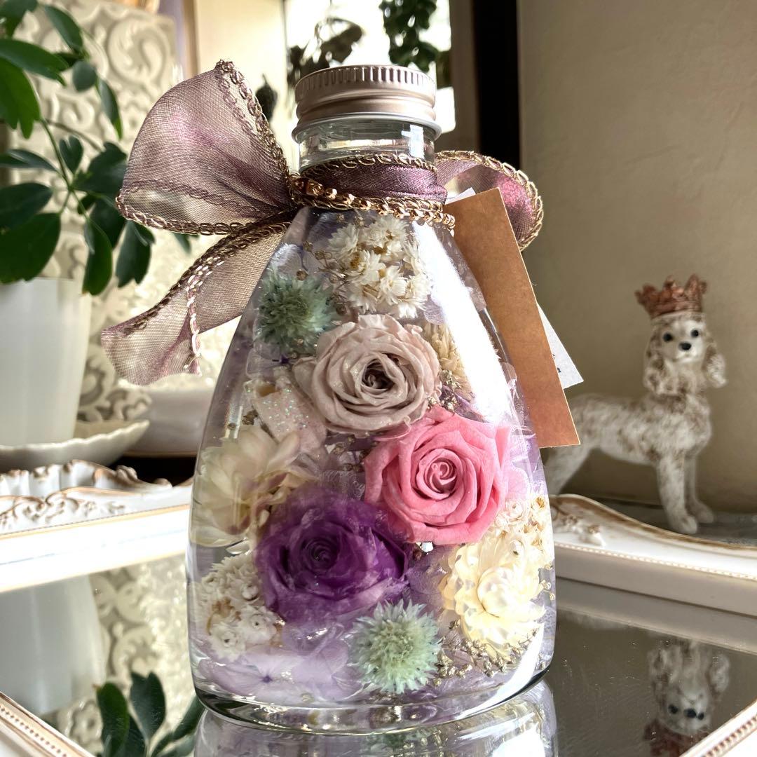 ◆ハーバリウム　356 3色のバラのアンティークbottle *.:。✿*゜