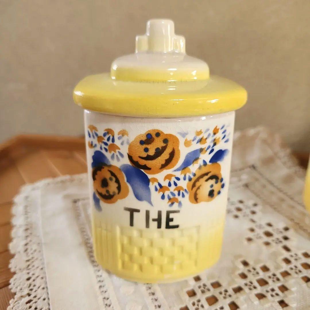 フランス　陶器キャニスター 　3個セット　 イエロー　お花柄