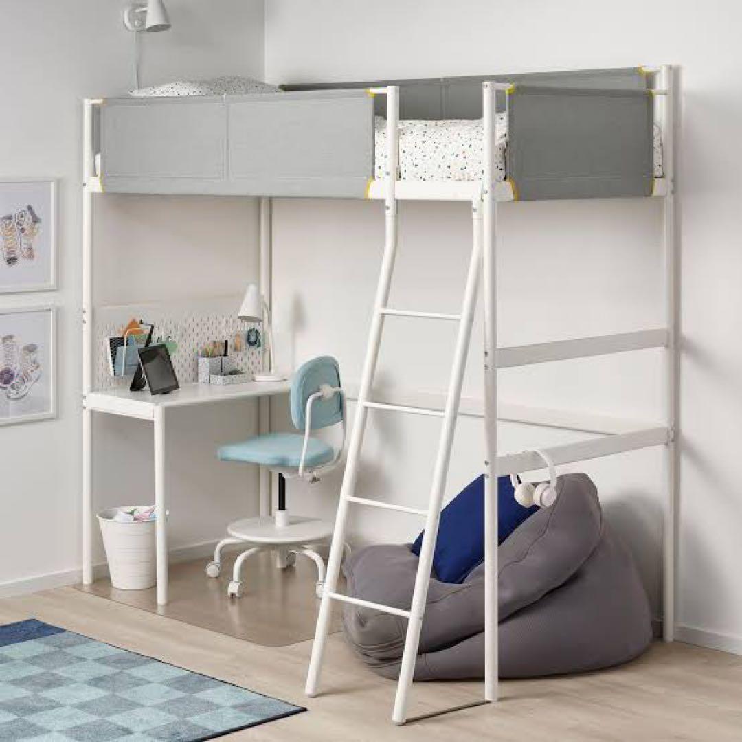 【送料込み】IKEA ロフトベッド・デスク付き　VITVAL