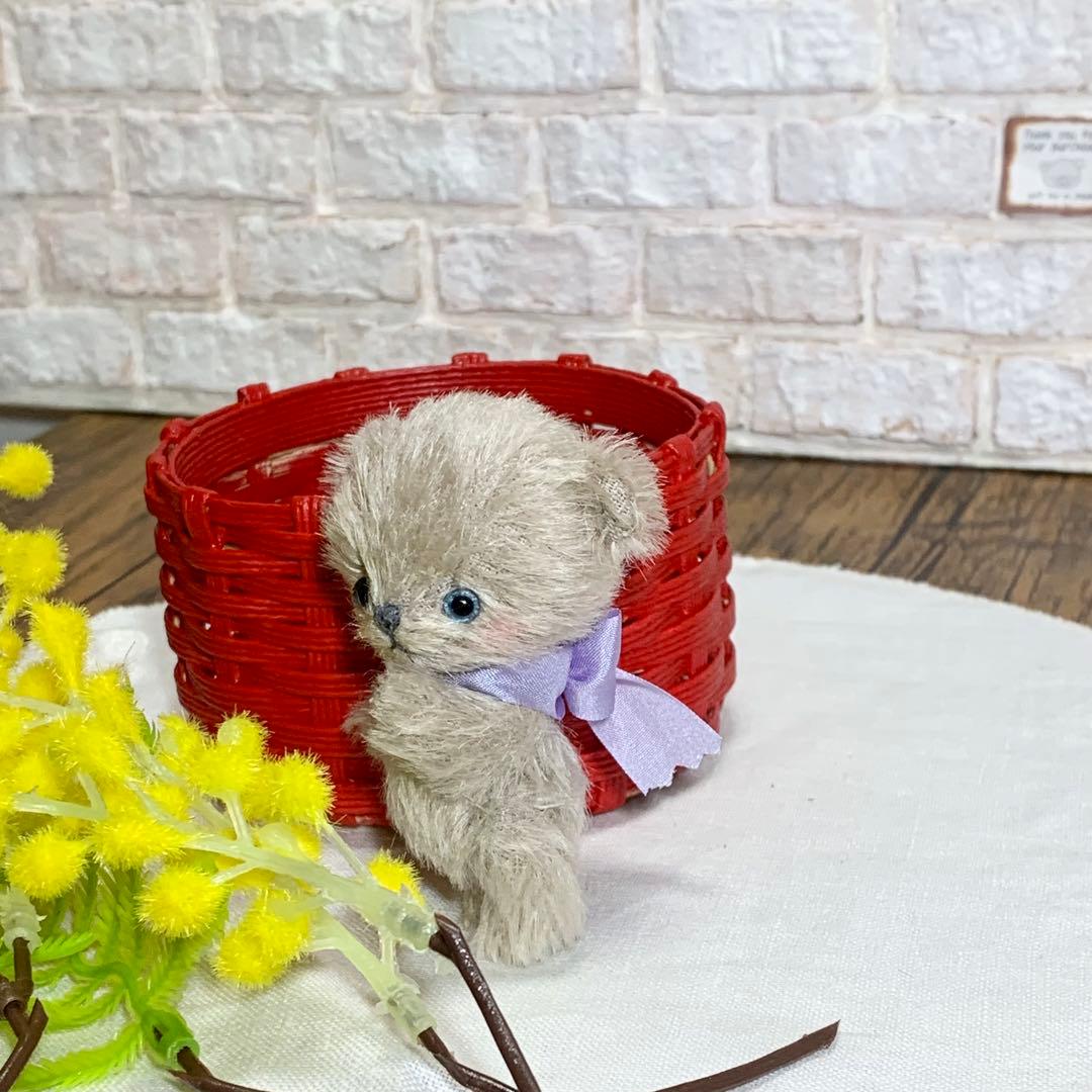 テディベア グレージュカラー 可愛いくま シュタイフ ハンドメイドぬいぐるみ