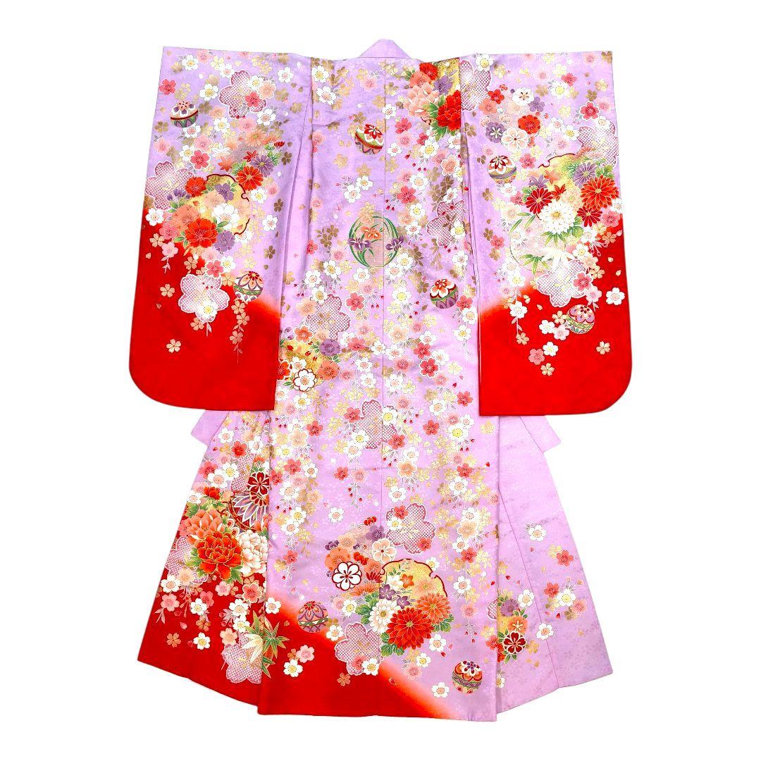 女の子七五三 7歳 四つ身 着物 長襦袢付き 絵羽柄