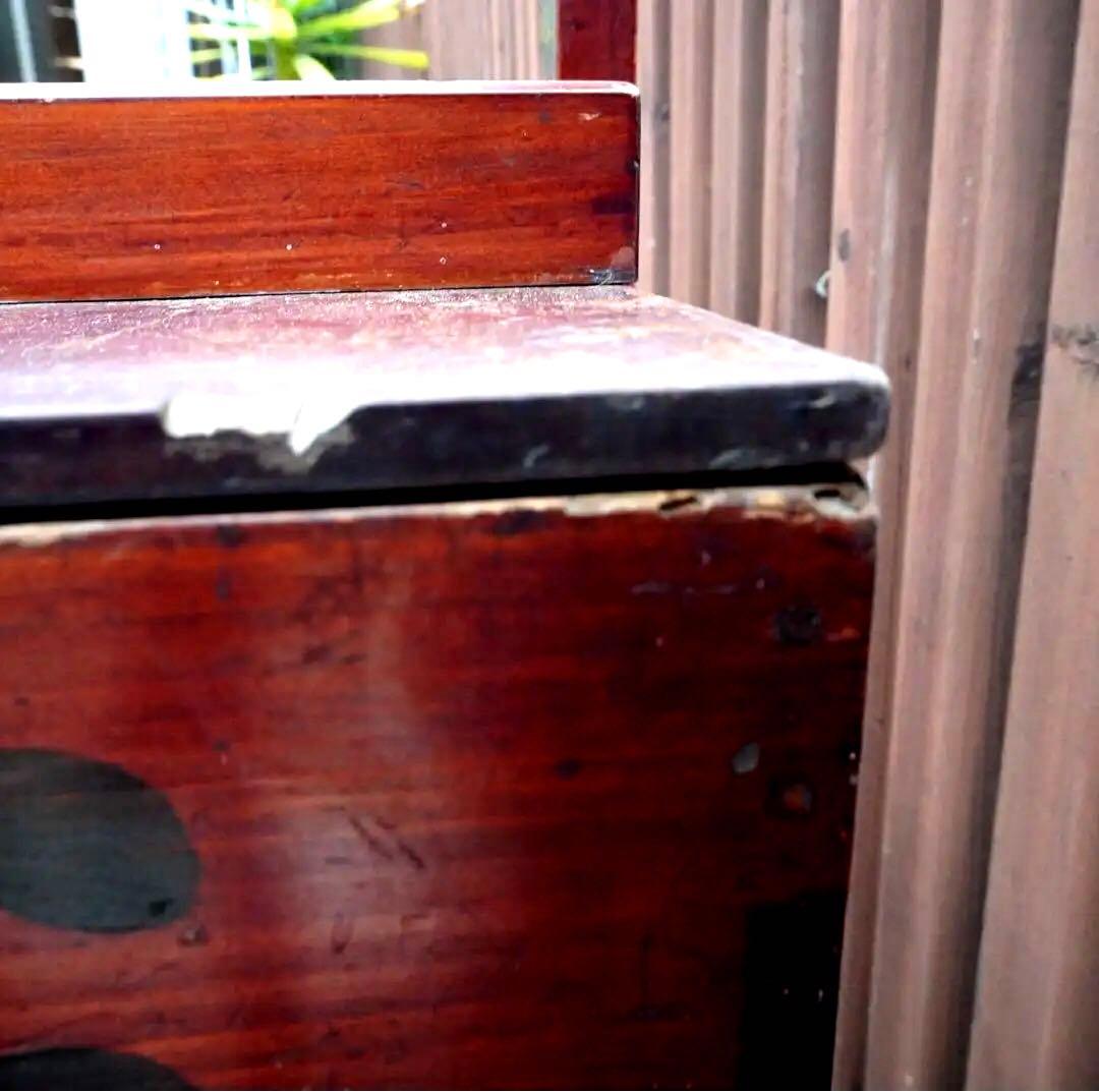 【漆塗り二段岡持ち】木箱　蔵出し　昭和レトロ　古物