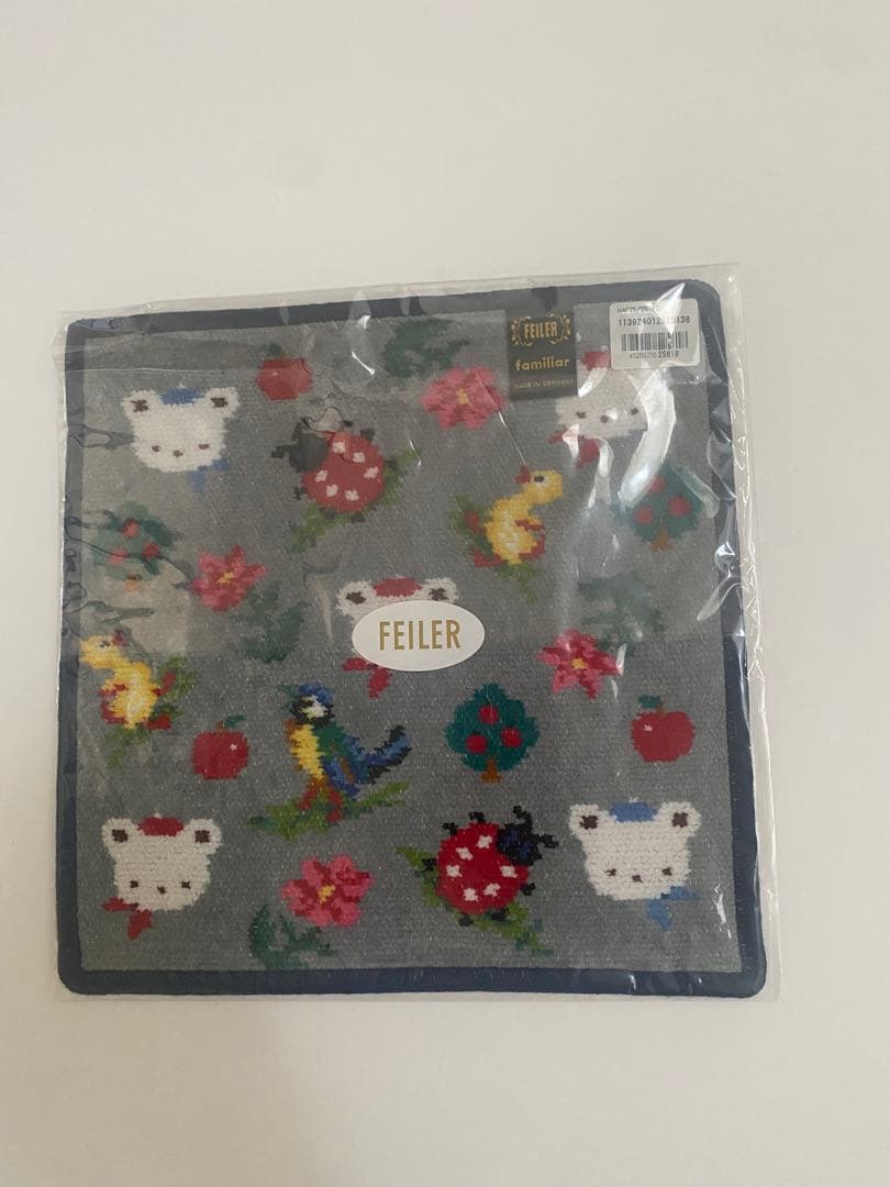 ハンカチ FEILER フェイラー ハイジ　ファミリア　ネイビー　新品未使用