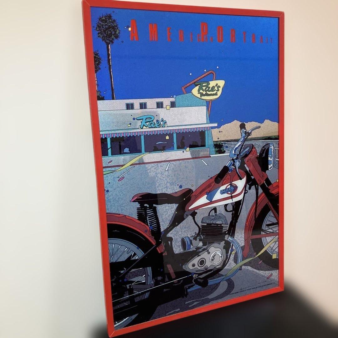 【本日限定】鈴木英人　ガラスアートピクチャー　ハーレーダビットソン　バイク　絵画