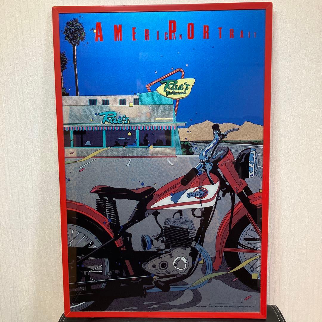 【本日限定】鈴木英人　ガラスアートピクチャー　ハーレーダビットソン　バイク　絵画