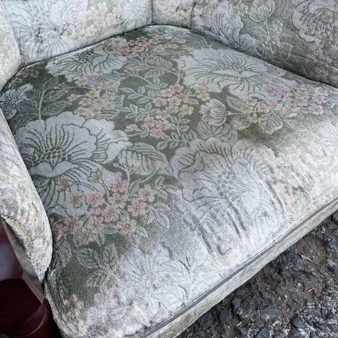 ② カリモク 1人掛けソファ シングルソファ 花柄　金華山　アンティーク