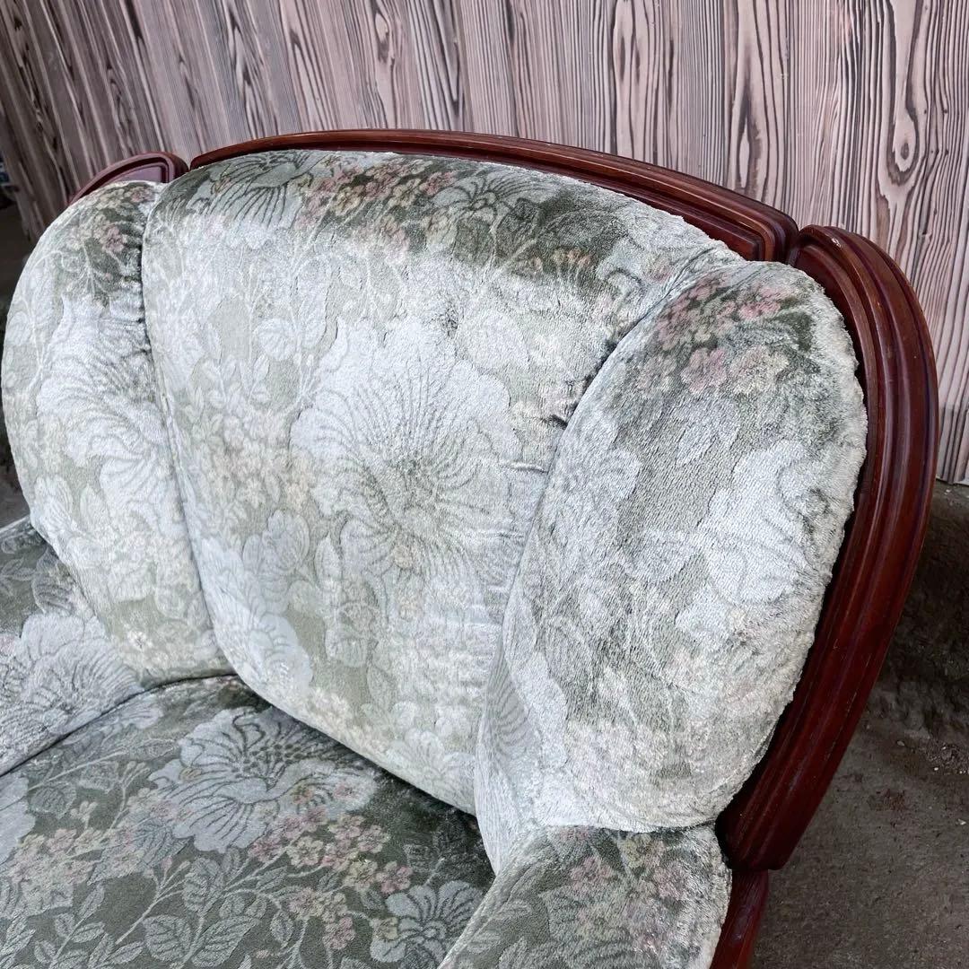 ② カリモク 1人掛けソファ シングルソファ 花柄　金華山　アンティーク