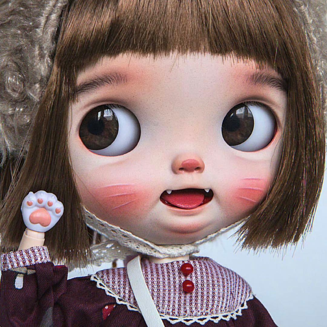 作家様カスタムブライス 人形 かわいい フルセット 元気 笑顔ちゃん 猫 ネコ