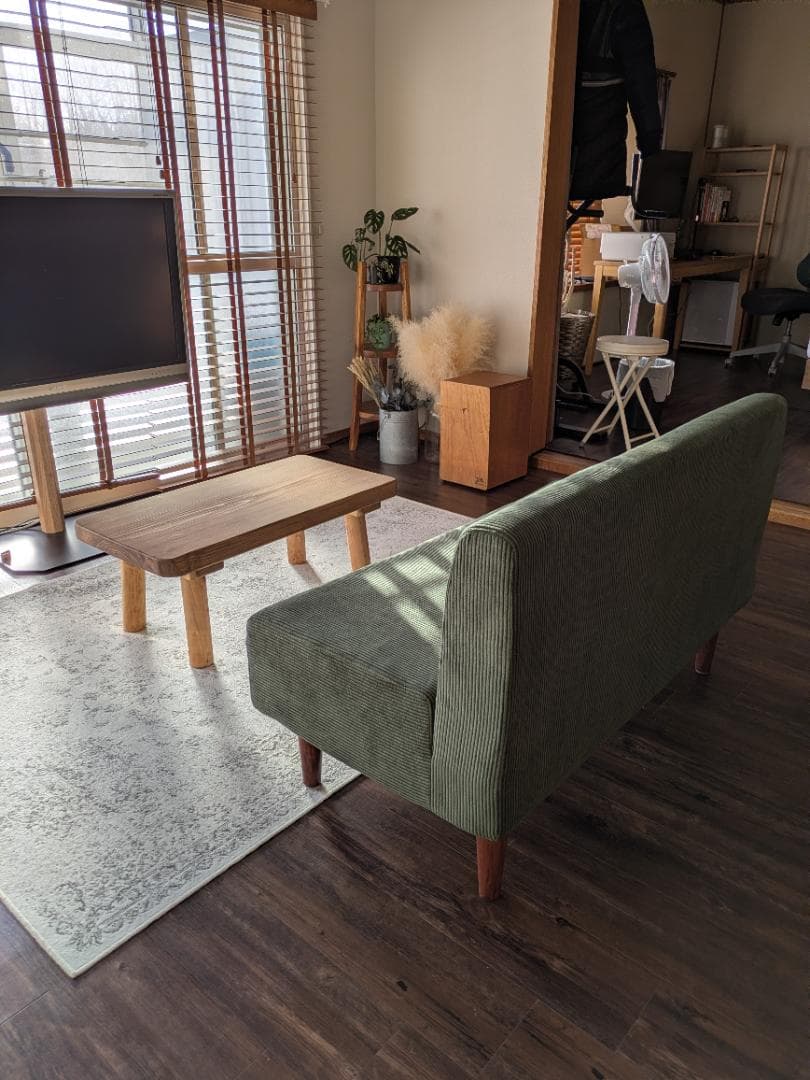 ダイニングソファ RASIK 日本製 2人掛け コーデュロイ モスグリーン