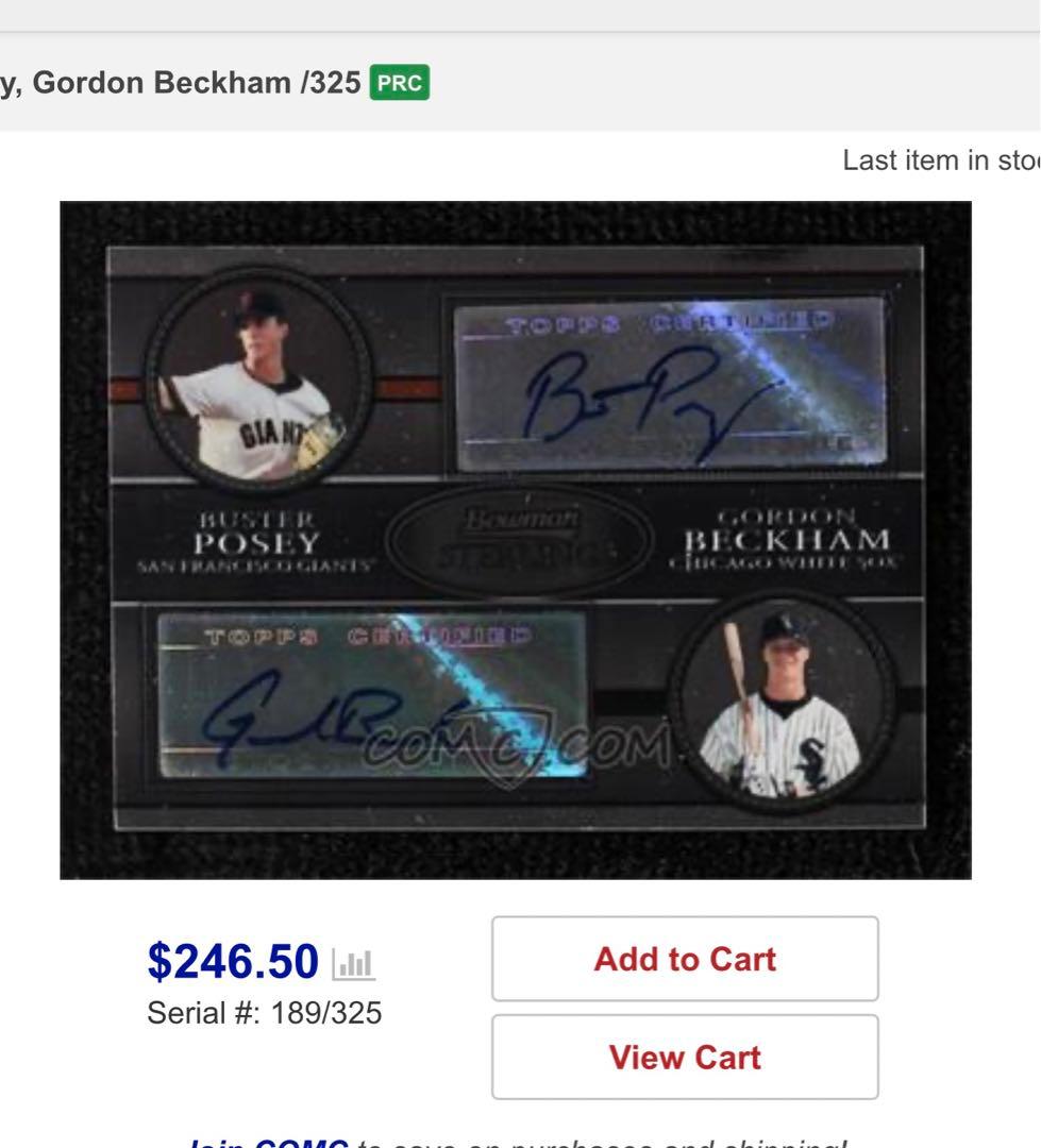$246!! Buster Posey ポージー直筆サイン　mlb auto