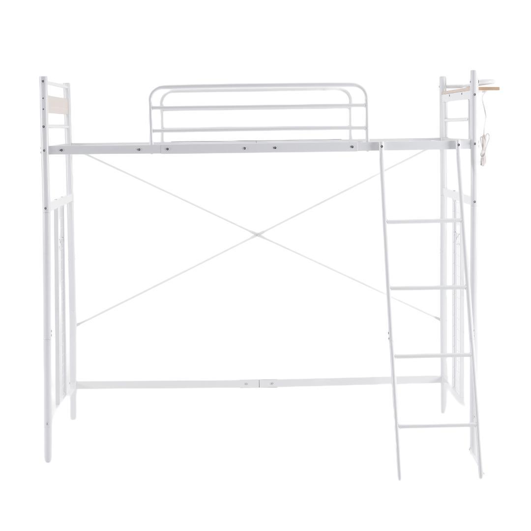 システムベッド【Ｓ・シングル】　コンセント・メッシュパネル付き　WHITE