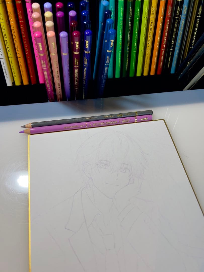 葉*月様 ＊桜舞う教室で＊手描きイラスト＊原画＊男の子＊制服＊色紙＊コピック