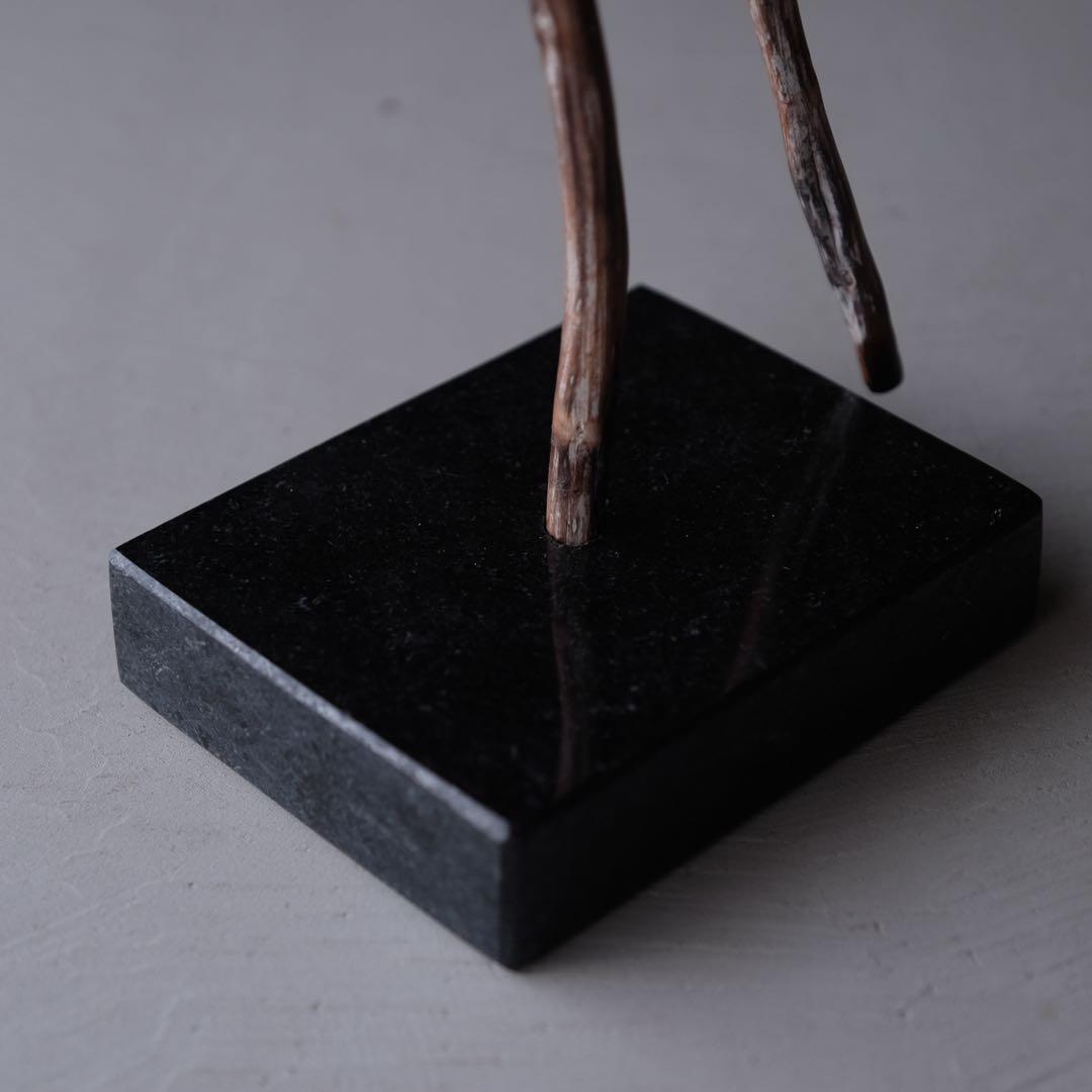 鶴の木彫　木彫り 鳥 枯木 自然木 流木 オブジェ 置物 アート 芸術 古道具