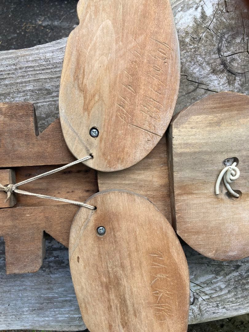 アイヌ　梟　フクロウ　木製　木工　彫刻　ハンガー　北海道　民芸品　高さ38cm