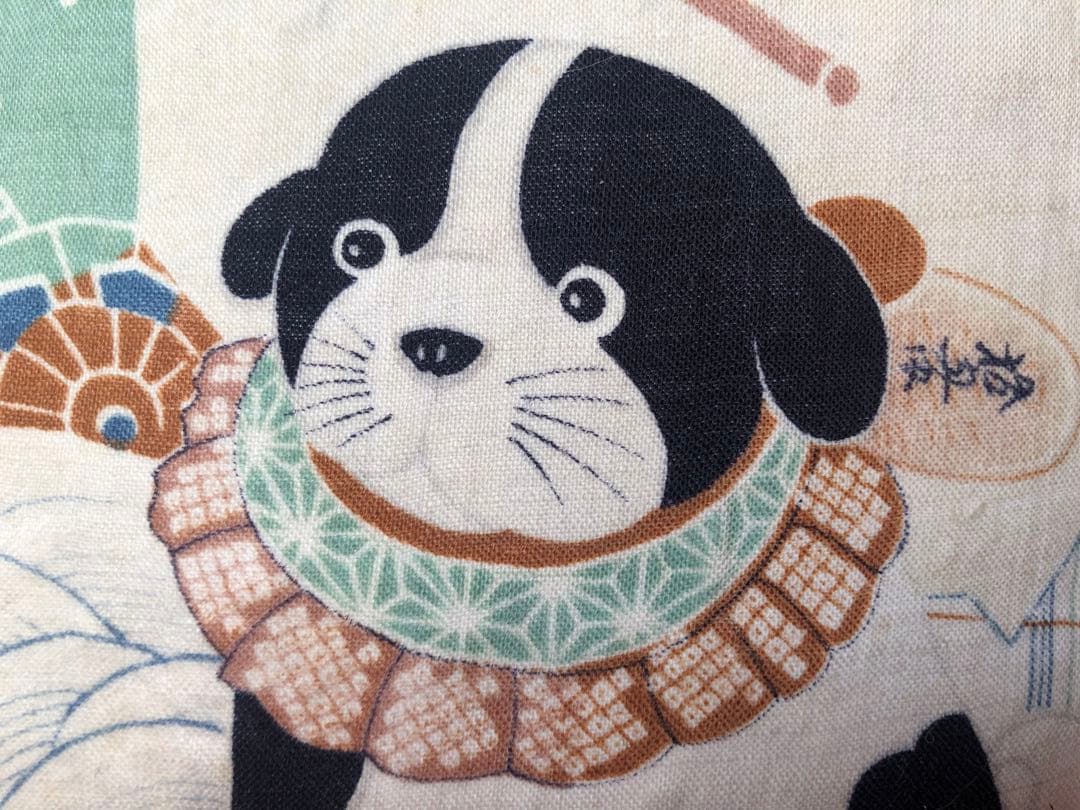 一閑張り　一閑張りバック　戌　狛犬　藍染　古布　可愛い