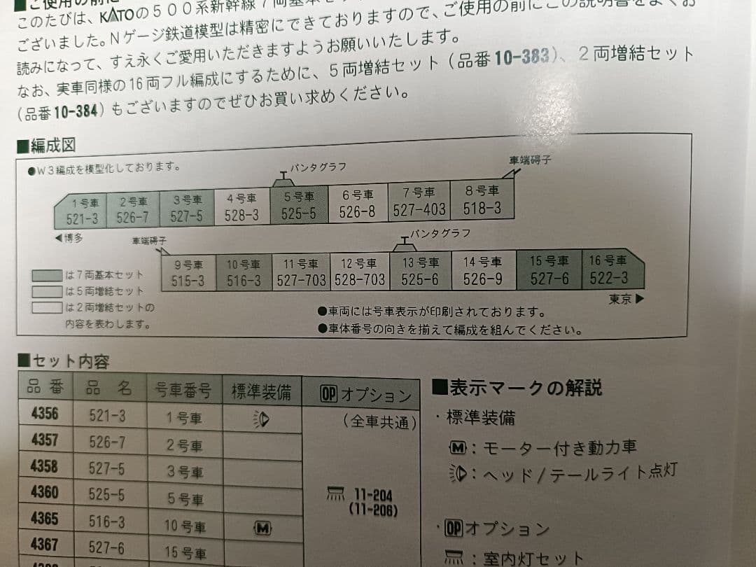 KATO　500系 のぞみ 16両フル編成 室内灯付 動力・ライトOK