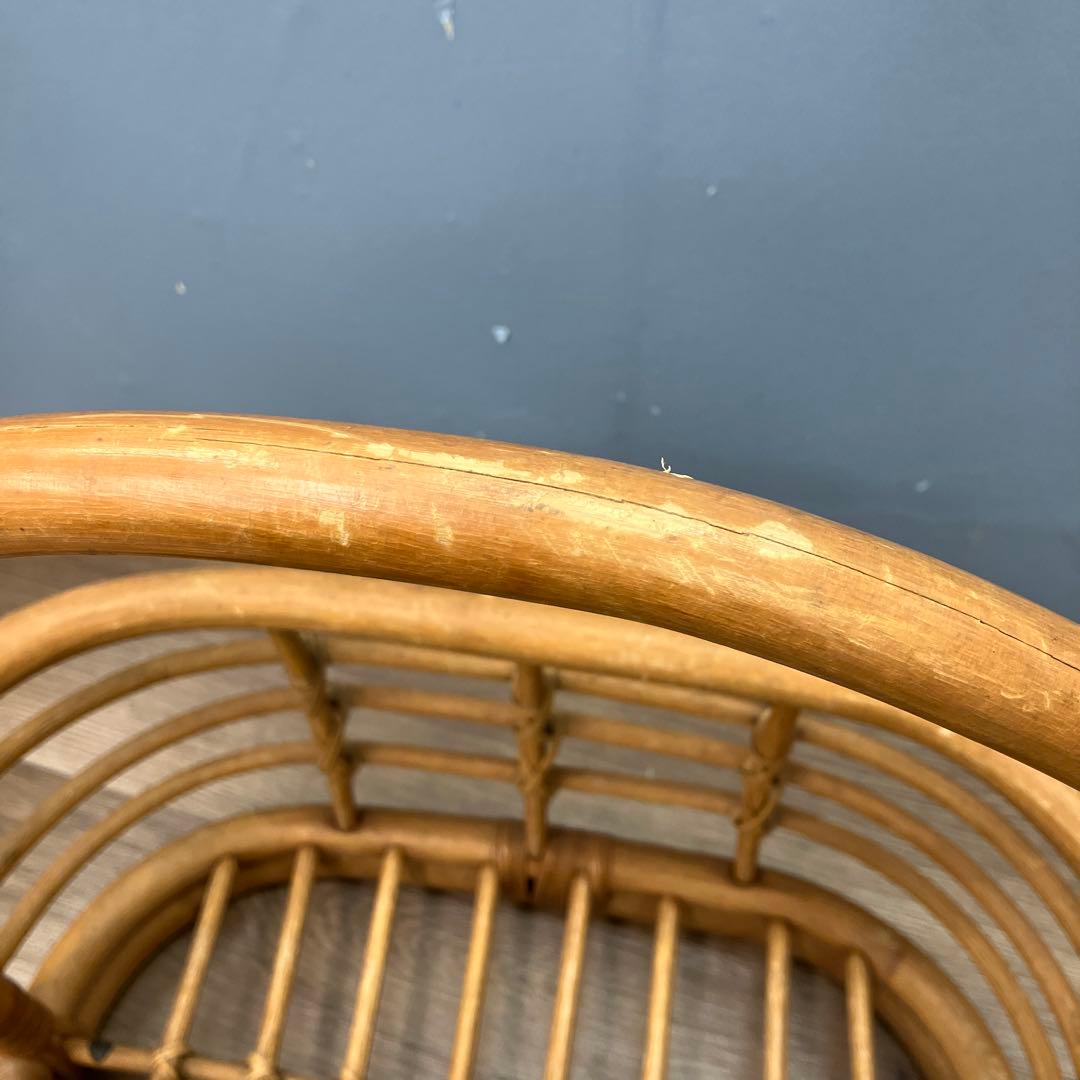 B-1 ヴィンテージ ラタン マガジンラック 籐 バスケット 昭和レトロ