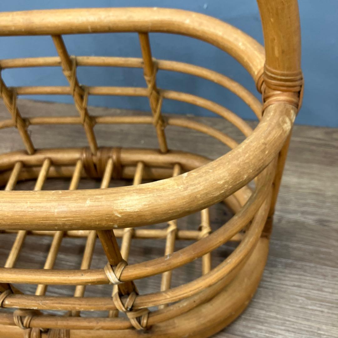 B-1 ヴィンテージ ラタン マガジンラック 籐 バスケット 昭和レトロ