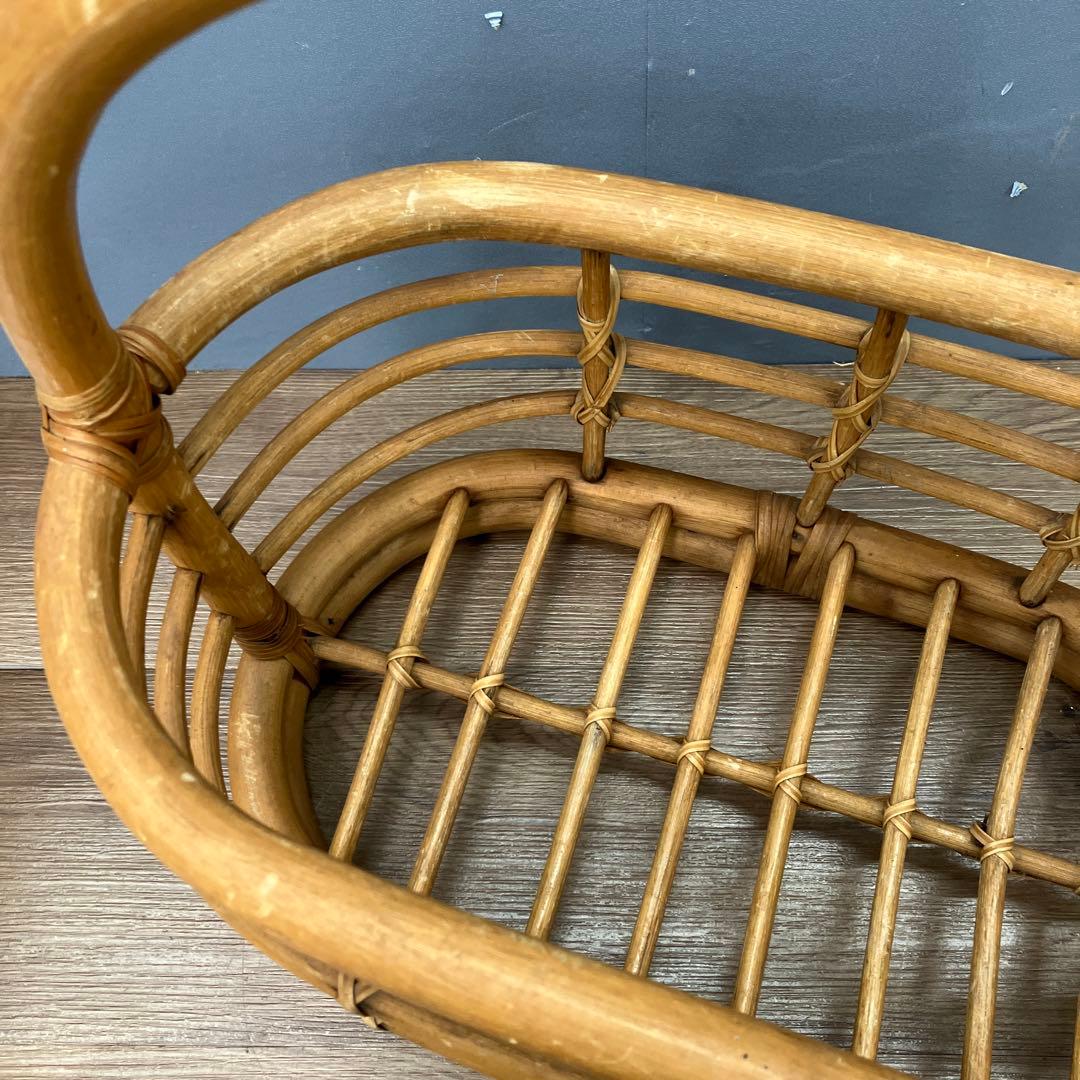 B-1 ヴィンテージ ラタン マガジンラック 籐 バスケット 昭和レトロ