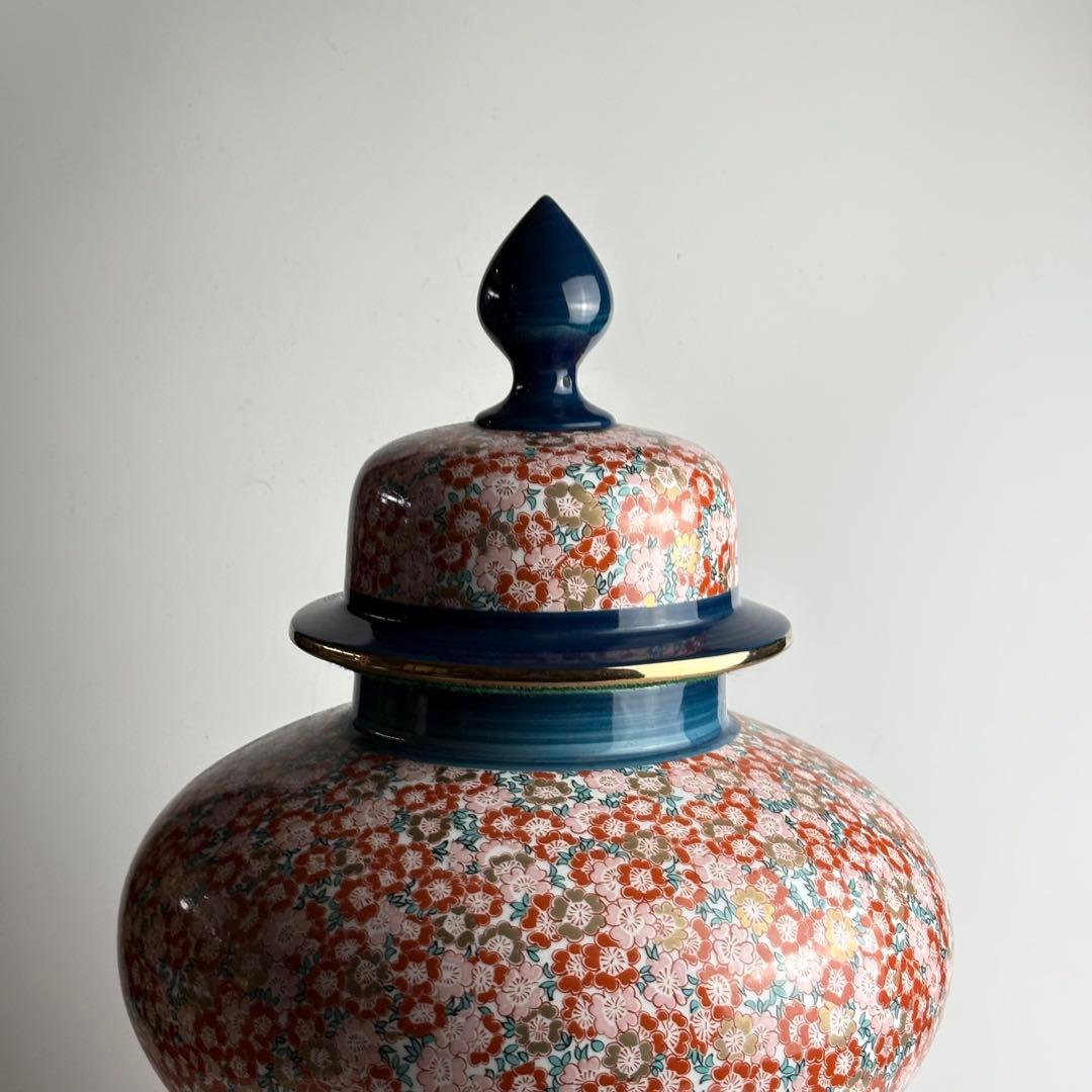 金龍窯 博山作 錦壺 有田焼 染錦 高さ約49cm 壺 飾壷 金彩